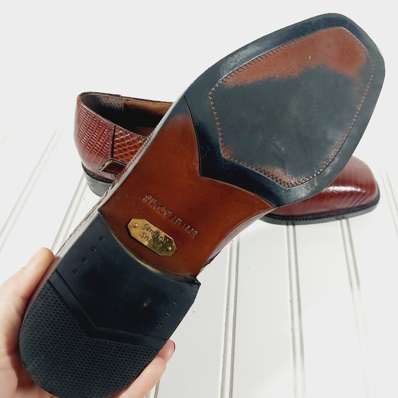 Stacy Adams Oxfords Snakeskin Leather Monk Strap Brown F806